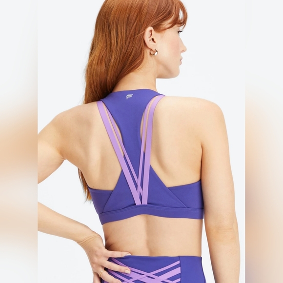 Fabletics Boost Medium Impact Scoop Neck Strappy Racerback Sports Bra Indigo XL - Picture 11 of 11